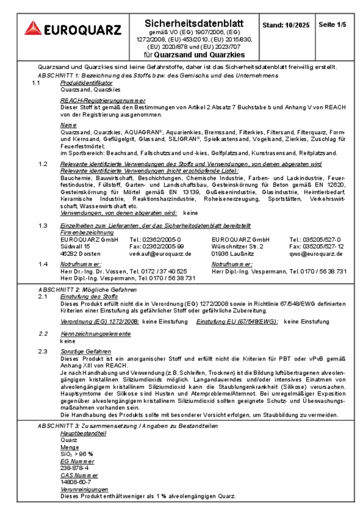 Quarzsand und Quarzkies